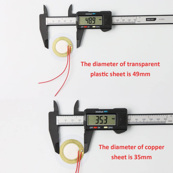 15 stk 35mm Piezo-skiver, akustisk pickup piezo-skiveelement sensor piezo-pickup-transduser forhåndskablet