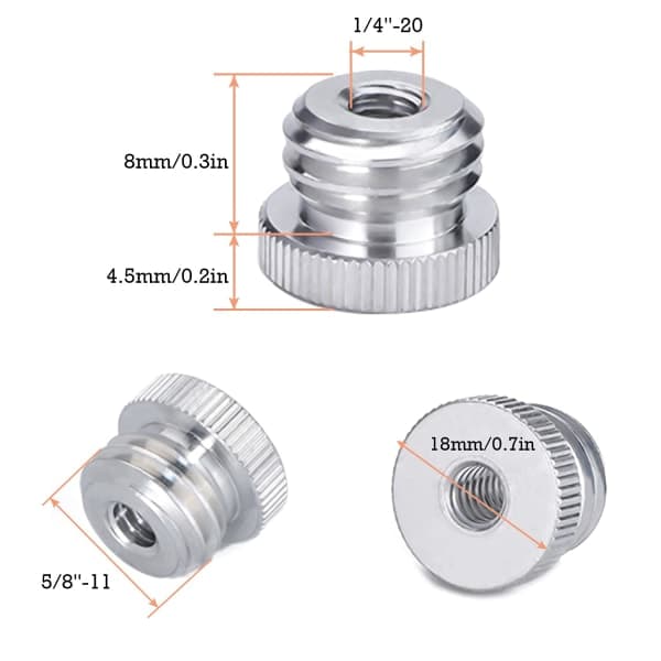 1/4\"-20 til 5/8\"-11 1/4'' til 5/8'' gjengeadapter