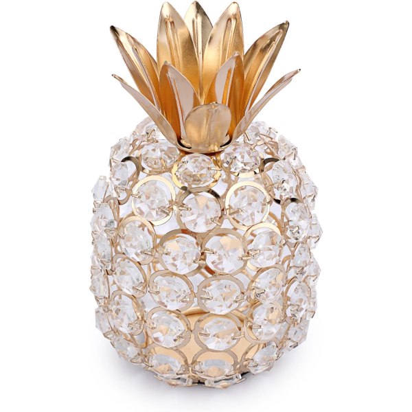 Sparkly Crystal Ananas Fruit Ornament Keinohedelmä Veistos Figuuri Keskikappale Sisustus, Häät/Syntymäpäiväjuhlat (ananas, kulta)