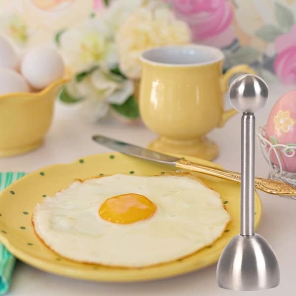 Eggeskallkutter Rustfritt stål Eggeskallkutter cm For harde/myke kokte egg Leveres med ekstra kjøkkentilbehør