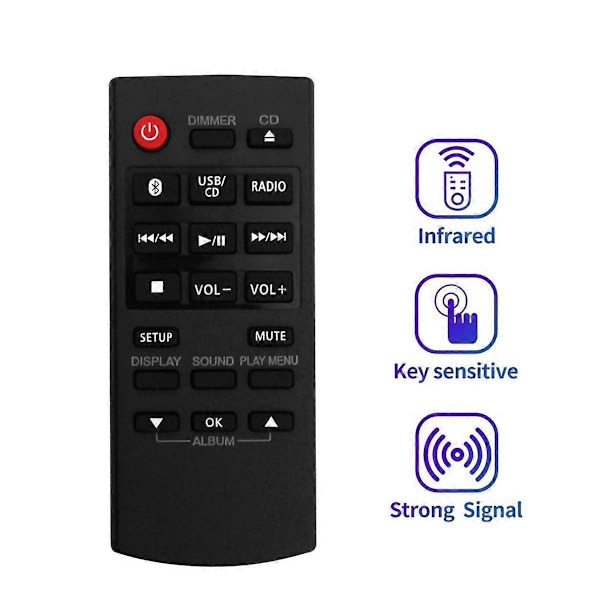 N2QAYB000984 Ersatt Fjärrkontroll för Panasonic CD Stereo Sub SA-PM250 SC-PM250 SC-PM600 SC-UX104 SC-HC200 SC-HC200 SB-UX100