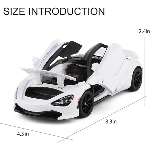 1:24 Diecast-malli McLaren 720S: Sinkkiseosauto, koristeellinen, miniatyyriajoneuvo lapsille, poikaystävälle, nuorille, lahja - Ya Bigwhite