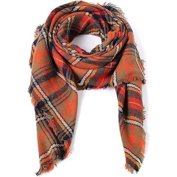 Women's Winter Scarf Autumn Plaid Scarf Knitted Triangle Scarf For Women Warm Shawl