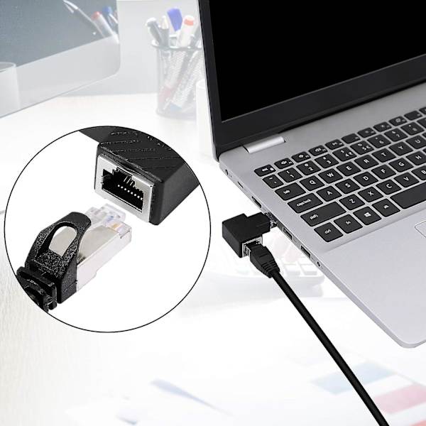 Ethernet-adapter, 90 graders Ethernet, hann-hunn Rj45-utvidelse Cat6 LAN-nettverkskontakt (2 per pakke) (r)