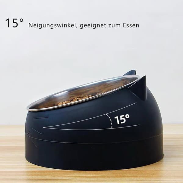 Sett med 2 katteboller - Rustfritt stål - Vinklet 15° - 400 ml - Avtakbare boller