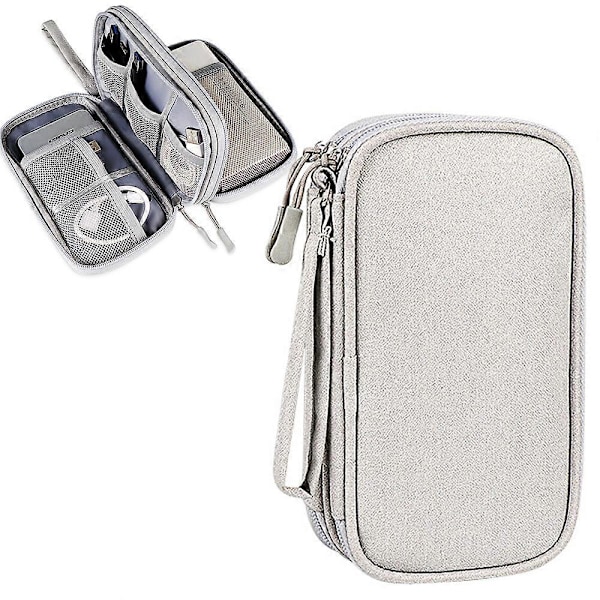 Vanntett Oppbevaringsveske for Elektronisk Tilbehør - Bærbar Reiseveske for USB-minne, Harddisk, Hodetelefoner og Mer Grey Single Layer