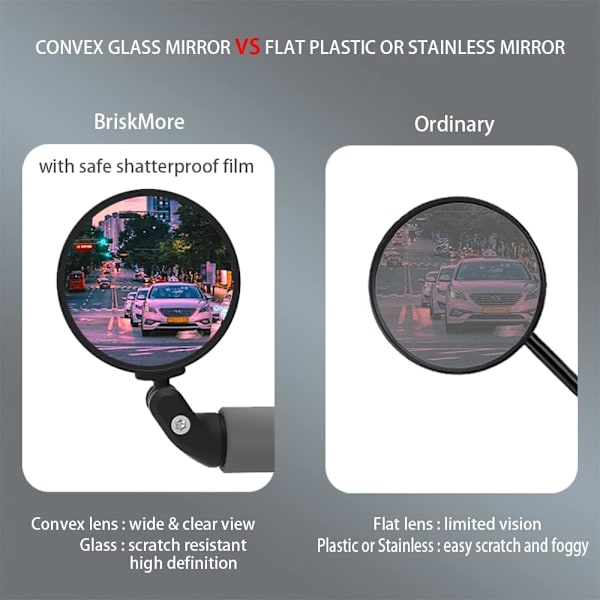Cykelbackspeglar, HD-glas konvex lins cykelbackspegel, 2 st säker cykling backspegel