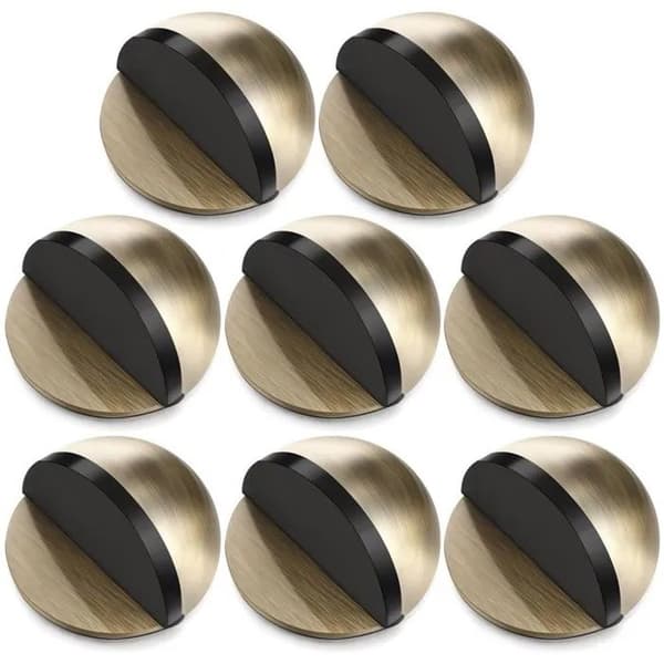 Sæt med 8 selvklæbende gulvstoppere i børstet rustfrit stål, gummispids, bronze 45 mm, ingen boring påkrævet