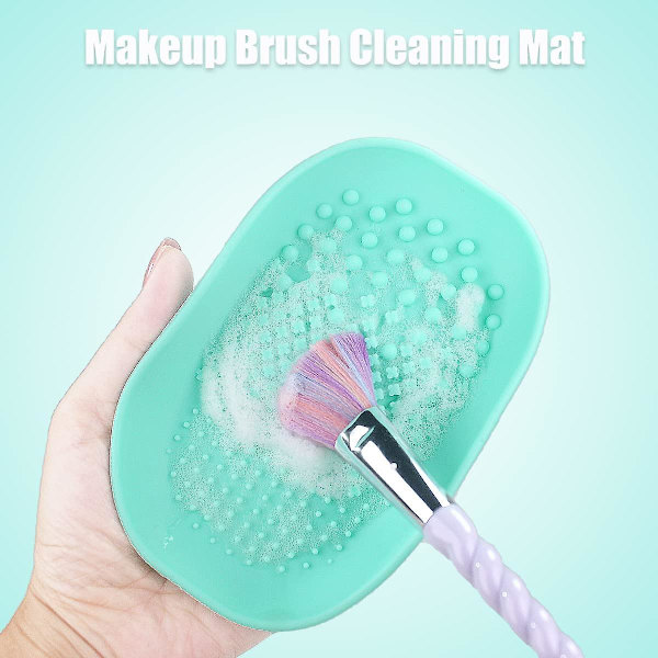 Silikonborste Rengöringsmatta Makeup Borste Rengöringsplatta Med Ryggrem Kosmetisk Borste Rengöringsmatta Bärbar Tvättverktyg För Makeup (grön)
