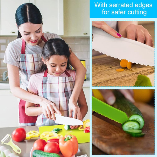 Køkkenknive til børn - til at skære og tilberede frugt eller grøntsager Set of 4