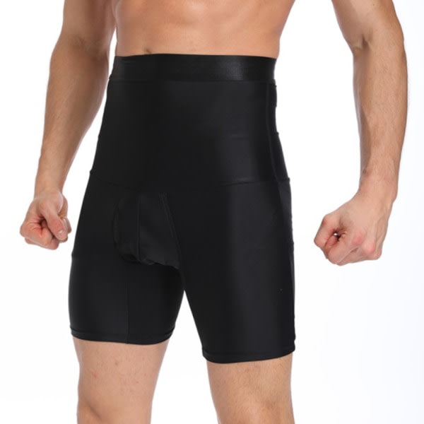 Herr Slimming Body Shaper Tummy Boxer Briefs med hög midja black M