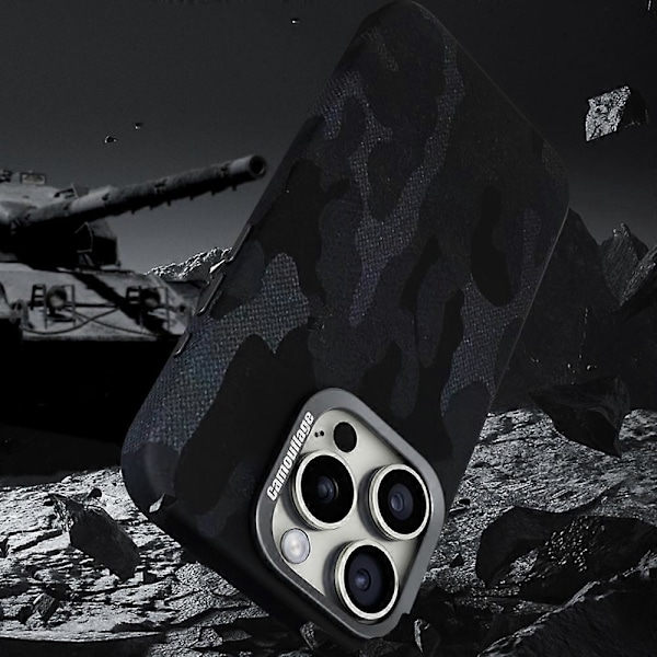 Magnetisk deksel for iPhone 16 Pro Max, kamuflasjemønster, støtsikkert PC+PU-telefondksel