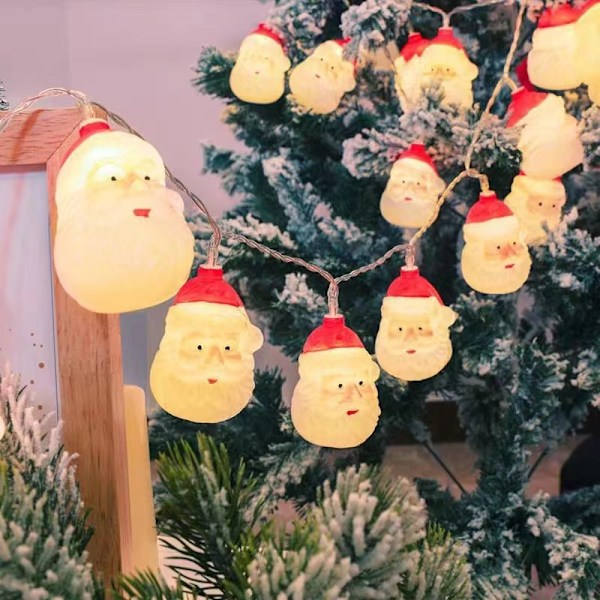 LED-lysstreng med julemotiv - Julemand, Snemand, Rendeer - Festlig atmosfære - Batteri & USB - Juletræspynt F 3M 20led  battery