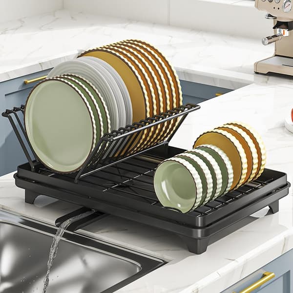 Sort rustfrit stål bestikholder med stor kapacitet, drypbakke og bestikholder
