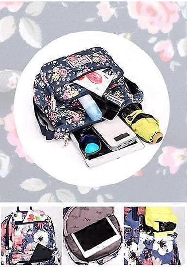 Dam Multi-Pocket Casual Crossbody Handväskor Vattentäta Axelväskor i Nylon (Blommig-blå)