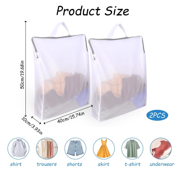 2 Pcs Laundry Bags with Zippers, Laundry Bag with Handle, Mesh Travel Laundry Bag, Hanging Laundry Bag, Zippered Laundry Bags for Underwear Sock