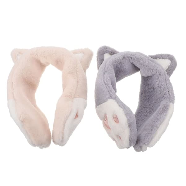 2-pak søde katte-øreklapper, tegneserie-øreklapper, plys-vinter-øreklapper, ørepropper (20X18X7CM, flere farver B)