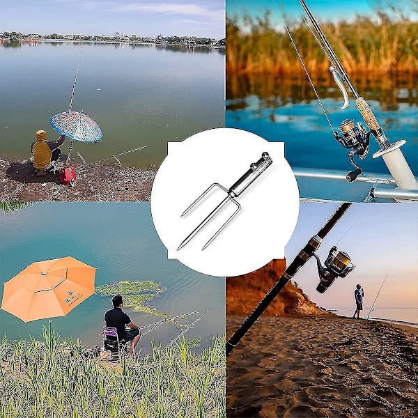 Parasolstand Anker med 3 Pigge, Robust Metal Parasolbase, Udendørs Parasol Stål Anker til Strand Græs Sand G