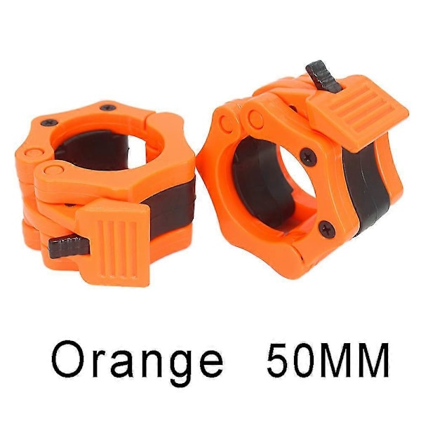 2 stk/lot Barbellås 25mm 28mm 30mm 50mm Barbell Krager Klemme Hantelås Vektløfting Barbell Klemmer Fitness Kroppsbygging Orange-50mm