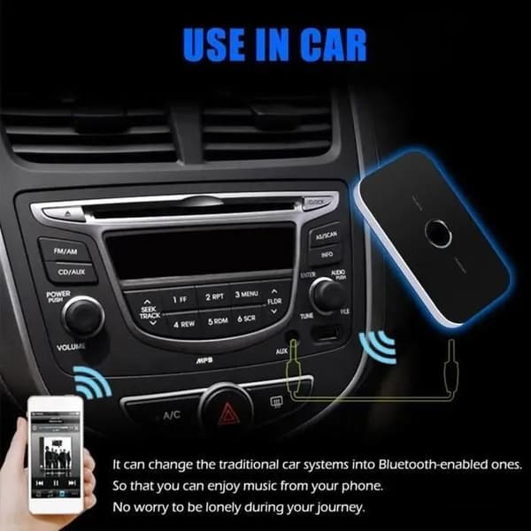 2-in-1 Bluetooth-sovitin langaton stereo HiFi-äänilähetin-vastaanotin - Musta