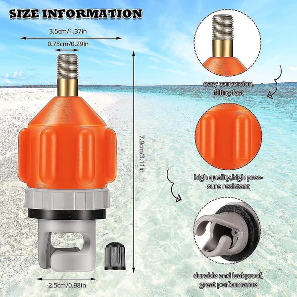 2-pak Oppblåsbar Båt Sup Pump Adapter Luftpumpe Konverterer Inflator Hodekontakt, Oransje