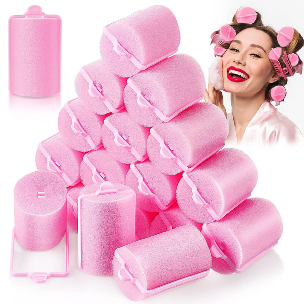 18 pieces sponge hair rollers, large hair styling rollers with soft foam 4.0cm