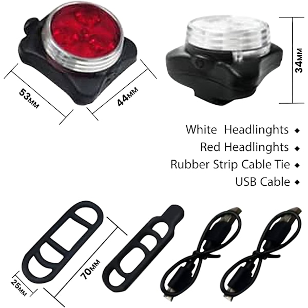 Pyörän valot sarja eteen ja taakse - Super Bright USB ladattava pyörän valo, 4 tilaa - Vesi ja lika kestävä, turvallinen ja helppo asentaa LED