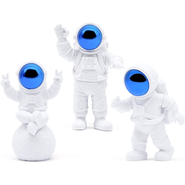 3 st Spaceman Statyer Modell Astronaut Figur Staty Tårta Topper Figur Astronaut Figurine Hart Astronaut Skulptur Astronaut Planet