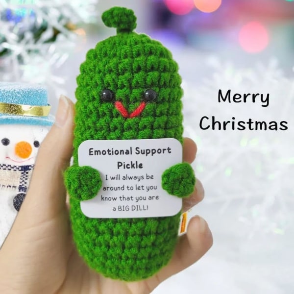 Handmade Emotional Support Pickled Cucumber Gift, Cute Crochet Pickled Cucumber Knitting Doll, Office Desk Decorations (2PC)