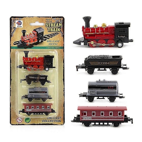Lasten poikien ja tyttöjen miniatyyrihöyryjuna vetävä junamalli valumuovista veturi lelusetti red