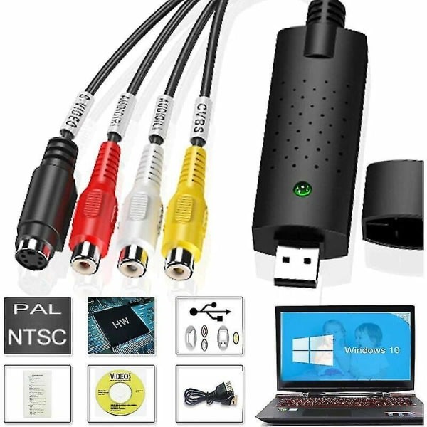 Videokaappaus Audio Video USB 2.0 Digital Vhs Muunnin Vcr Video Capture Box Vhs C Hi8 Kasettisiirtotallennin DVD:lle Yhteensopiva Win 10 S Ar:n kanssa