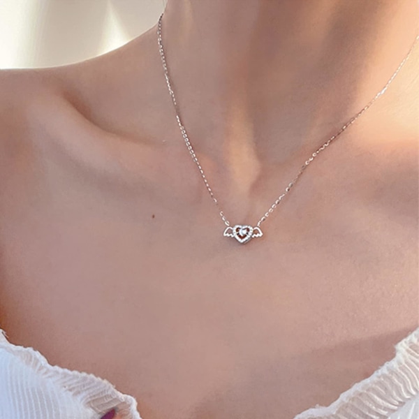 Niche Design Sense Angel halskæde Kvinders alsidige kraveben vedhæng halskæde Love Fashion Enkel