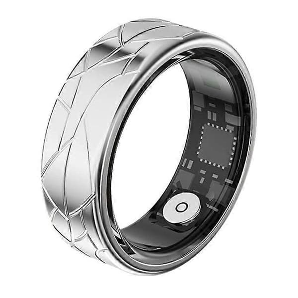 17.4mm~21.5mm Smartring med sprekkdesign, multifunksjonell helseovervåking og ladeetui Size 8 Silver