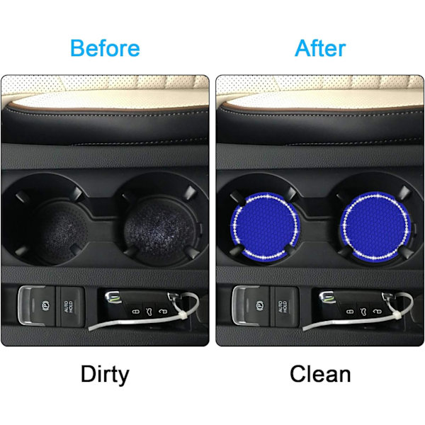 Bling Bilbægreunderlag, 2 stk. PVC Bilkopholder Gadget Auto Indsæt Bægerunderlag - Anti Slip Universal Bil Interiør Tilbehør (2,75\" Diameter) Sort
