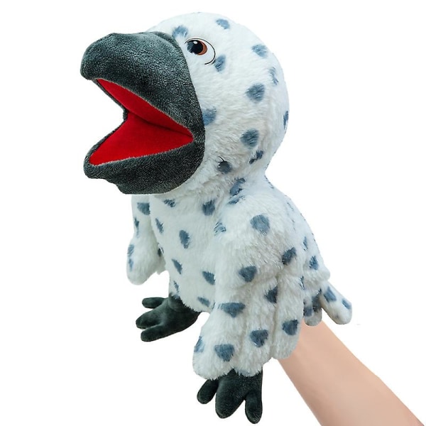 Påfågel handdocka leksak, örndocka med rörliga ögon, plyschdocka, häst handdocka, öppen mun plyschleksak owl 40cm