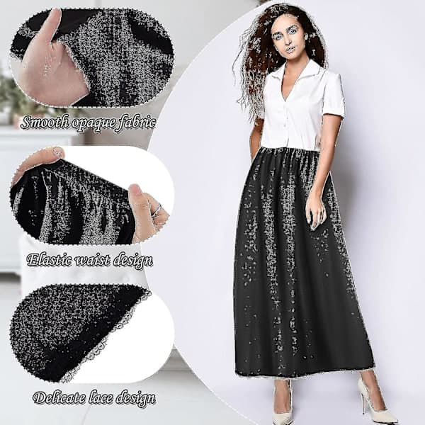 2 stykker halvslips blonde lang underkjole kvinder satin halvslips halvslips under kjoler slips