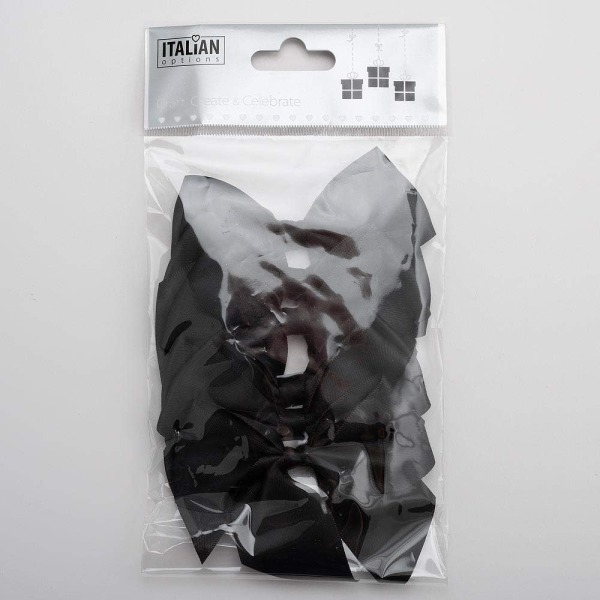 Stora satinbandsbågar självhäftande 10-delade förpackning, 10 cm rosettbredd, svart