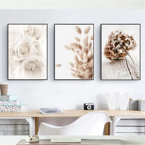Set med 3 moderna beiga affischer i bohemisk stil, heminredning, 40 x 50 cm