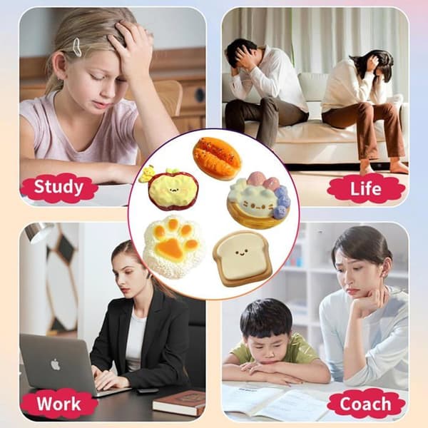 5-pak søde squishy-legetøj, gradientfarvet mochi squishy, klemme-fidget-legetøj til stresslindring