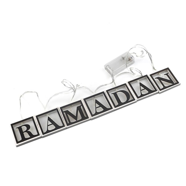 2 Trä Kvadrat Form Ihålig Ramadan Bokstäver L-ed Sträng Ljus Dekoration För Ramadan Eid Mubarak Heminredning