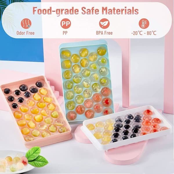 Set med 2 isbitsformar med lock - 33 BPA-fria formar för isbitar och gelé (rosa)