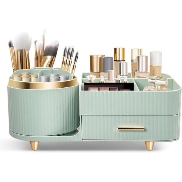360° Roterende Multifunktionel Makeup Organizer, Skønheds Organizer til Toilettet, Badeværelset og Soveværelset
