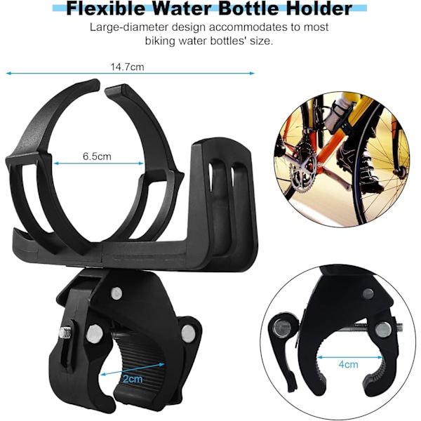 Sykkel vannflaskeholder Lett sykkel vannflaskeholder 360 graders rotasjon Sterk sykkel flaskeholder for MTB landevei fjellsykler og barnesykler