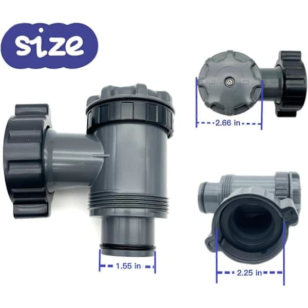 Indløbs-/udløbsventil kompatibel med Coleman, Intex, Bestway, reservedele til poolpumpe, til 38 mm slange-X47-