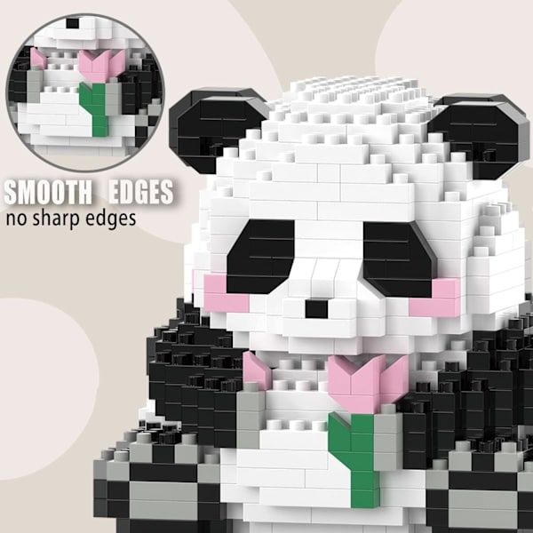 Mini Byggeklodser - Vinkende Panda, Festgaver - Mikro Klodser Panda Legetøj til Børn 6 7 8 9 10+, Mini Klodser Byggesæt (538 stk), Panda A-4