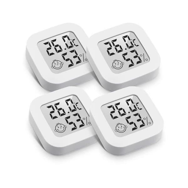 Mini højpræcisions digitalt indendørs termometer hygrometer (4,3cm*4,3cm, hvid, 4)