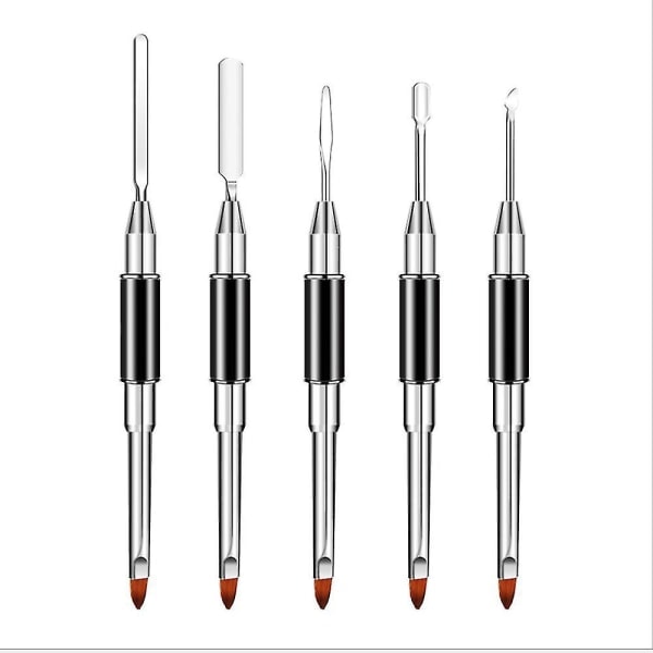 5 stk Dobbeltsidet Polygel Pensel og Picker 2 i 1 Design Negle Skraber Trekant Negle
