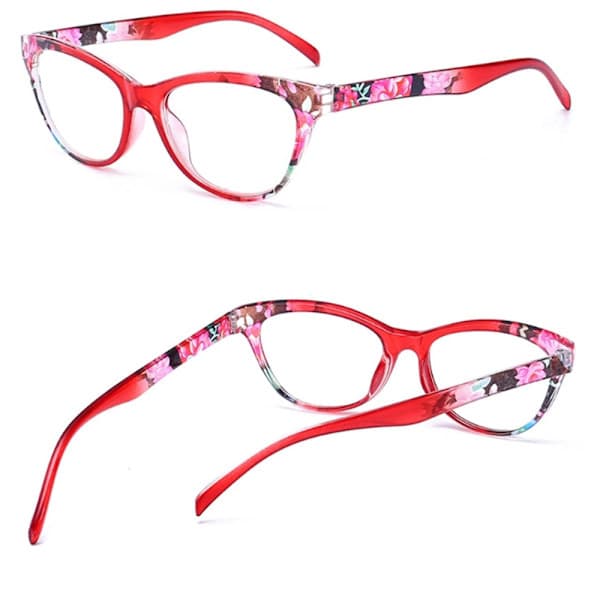 Elegante komfortable lesebriller (blomstermønster) Blå +3 Blå 3