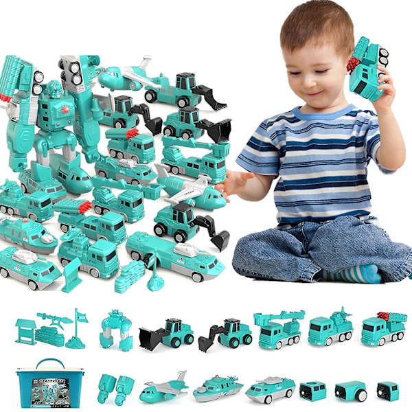 Magnetiska Transformera Engineering Bil Sammansatta Leksaker Transformerande Robot Leksaker Set För Pojkar 6 I 1 Magnetiska Byggbilar Transformera Robot Spela Fordon