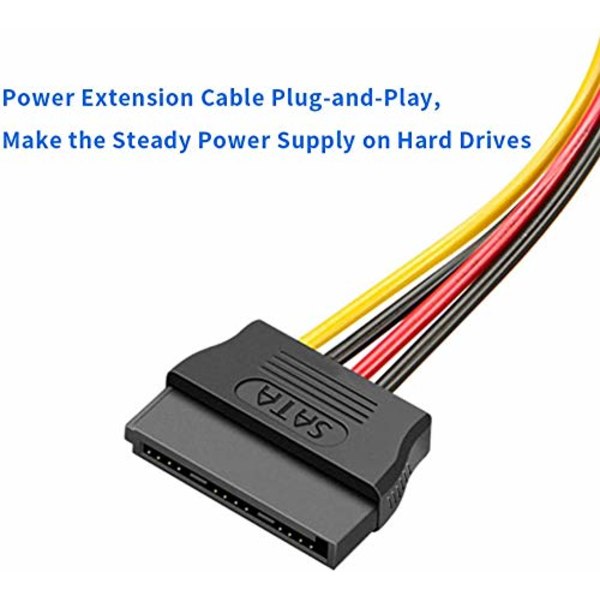 15-polig SATA-hane till 2 SATA-hon splitter Y-kabel 20cm